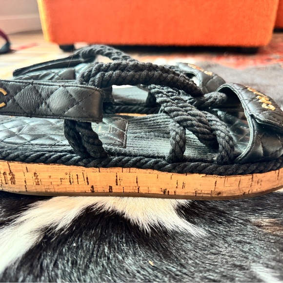 Chanel Black Quilted Sandals - Picture 5 of 6
